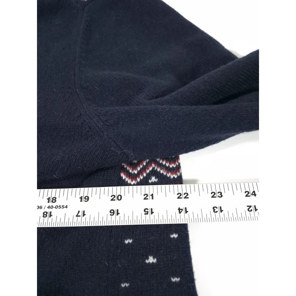 Brooks Brothers Sweater Mens L Blue Merino Wool 1/4 Zip Mock Neck Fair Isle